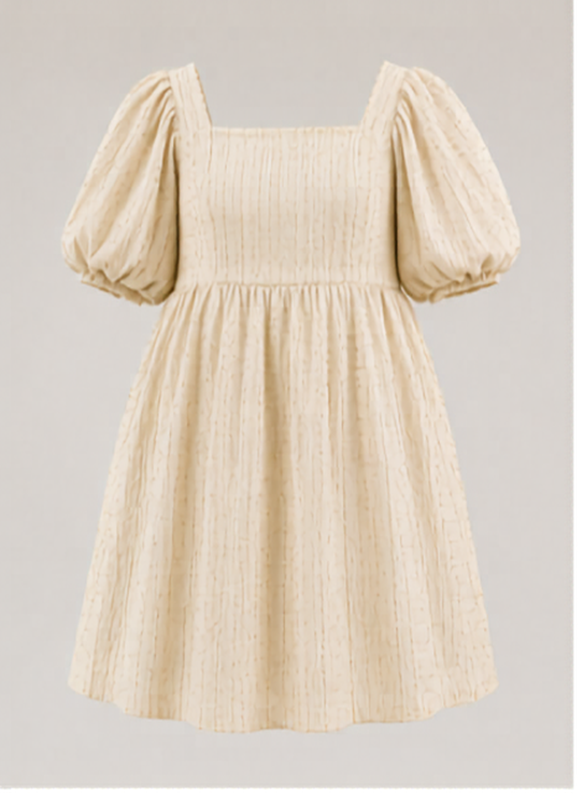 Shimmer Puff Sleeve Dress — handmade cotton-linen dress, front view, made to order by Jenna K. Studio Munich