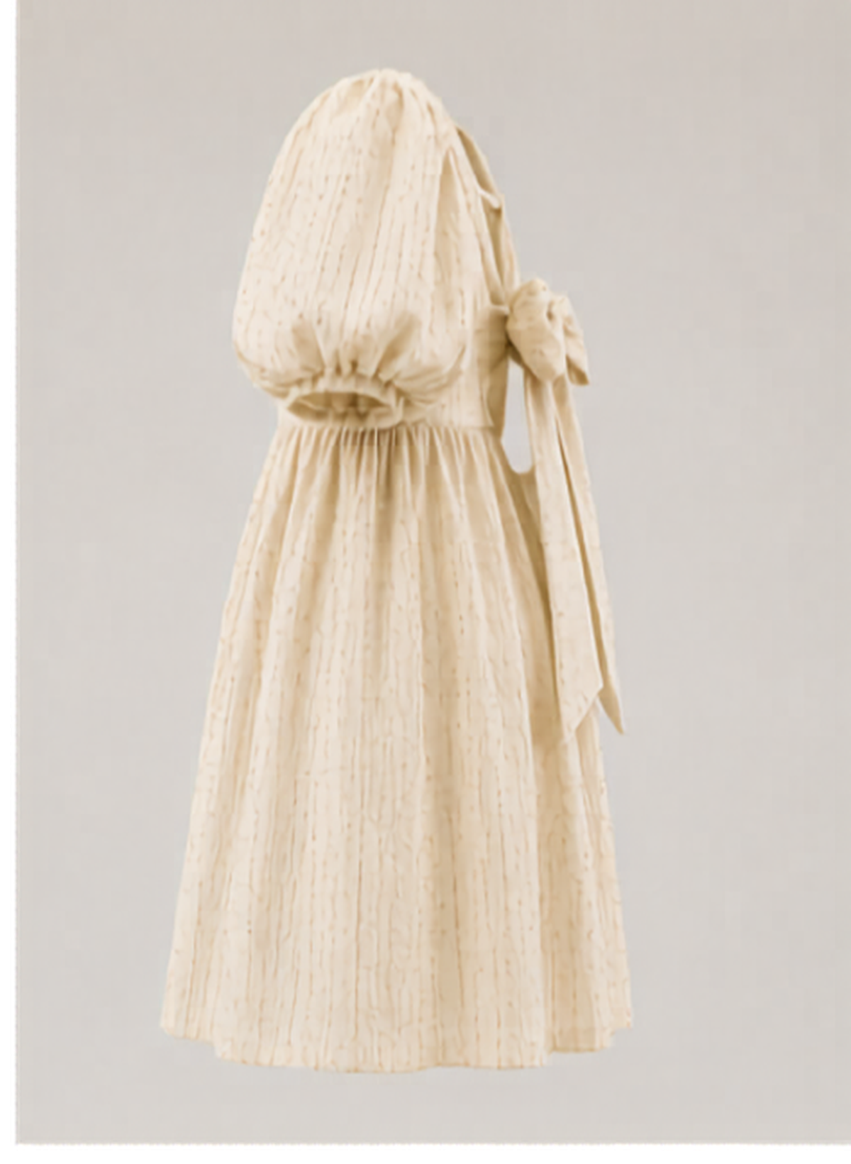 Shimmer Puff Sleeve Dress — back view, cotton-linen blend, handmade in Munich