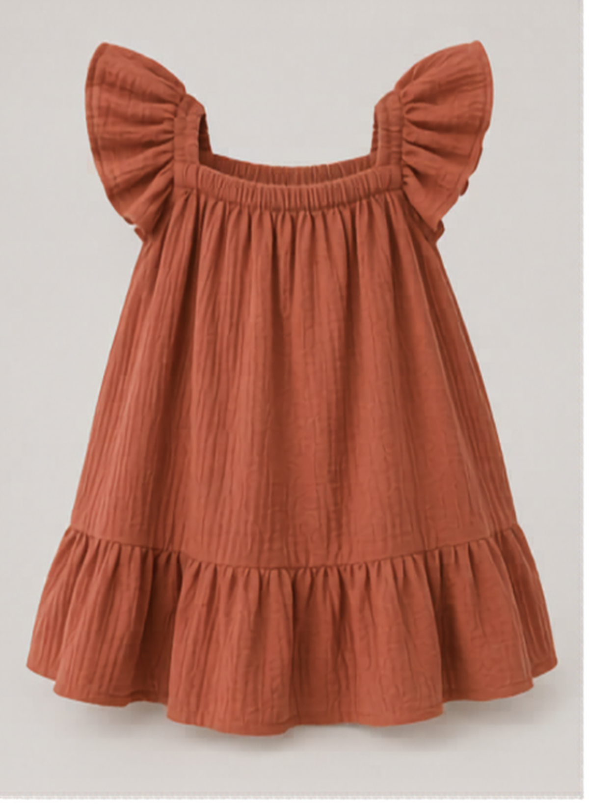 Flutter Sleeve Girls Dress — handmade cotton-linen dress, size 2–3 years, front view, made to order by Jenna K. Studio Munich